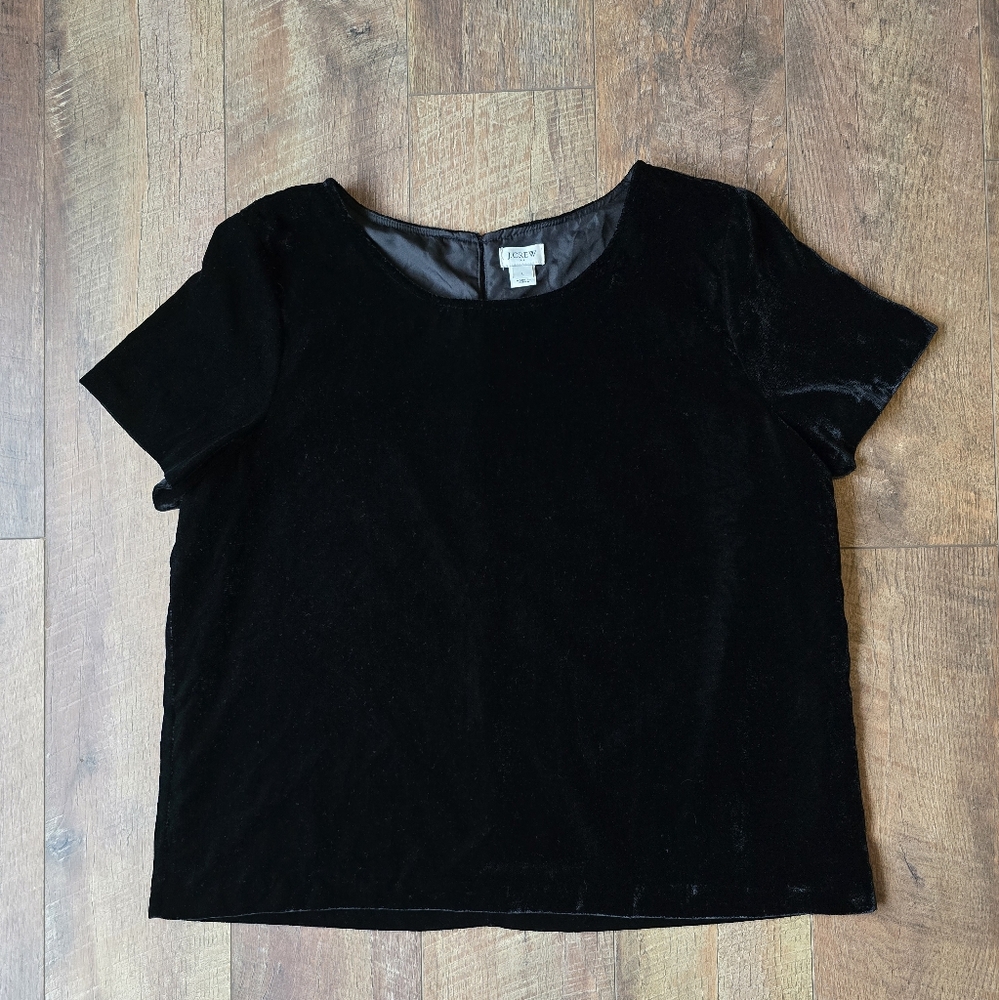 J. Crew Black Velvet Blouse Size Large